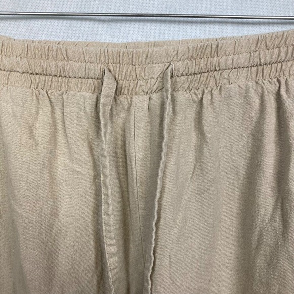 Love Tree Pants Womens Sz M Tan Khaki Linen Drawstring Cinched Jogger - Picture 3 of 11